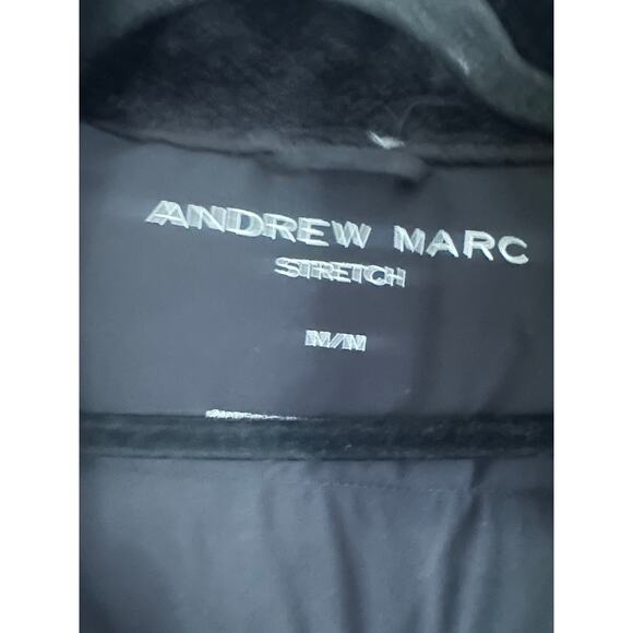 ANDREW MARC Black Long Stretch Parka Puffer Coat Jacket Lined Hood Women’s Sz M - Picture 5 of 6